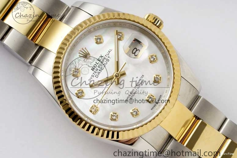 MiroTime 1231 DateJust 36mm SS YG DIWF 1:1 Best Edition 904L Steel White MOP Diamonds Dial on Oyster Bracelet SA Packable 2316